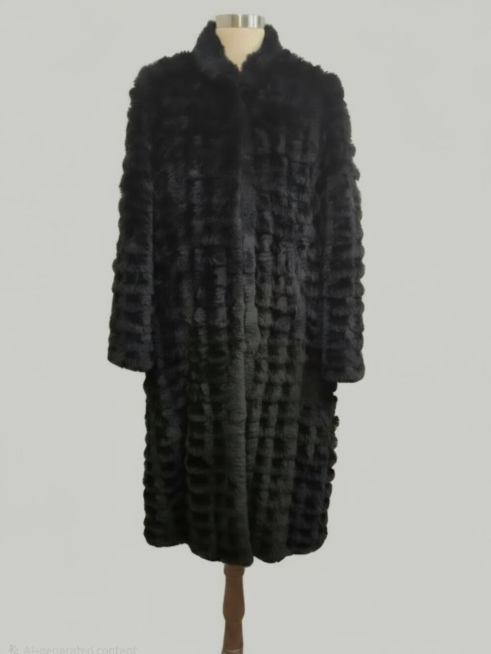 Elegant Italian Rabbit Fur Knit Long Coat